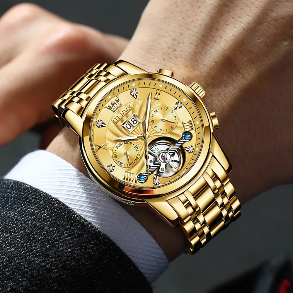 OLEVS Date Tourbillon Luxury Watches For Men Automatic Watch